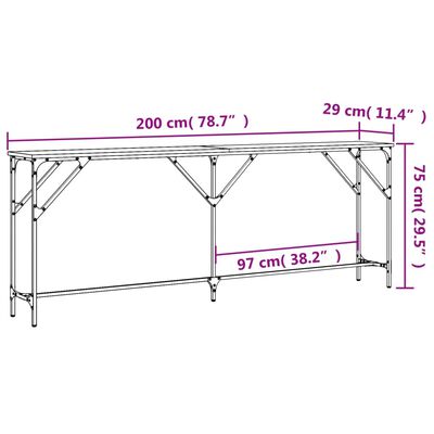 vidaXL Konzolni stol boja hrasta sonome 200x29x75 cm konstruirano drvo