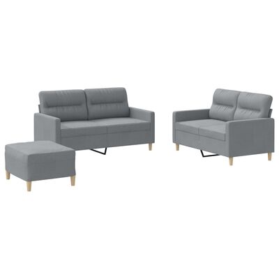 vidaXL 3-dijelni set sofa s jastucima svjetlosivi od tkanine