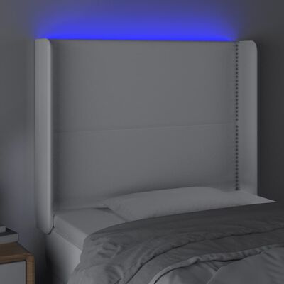 vidaXL LED uzglavlje bijelo 103x16x118/128 cm od umjetne kože