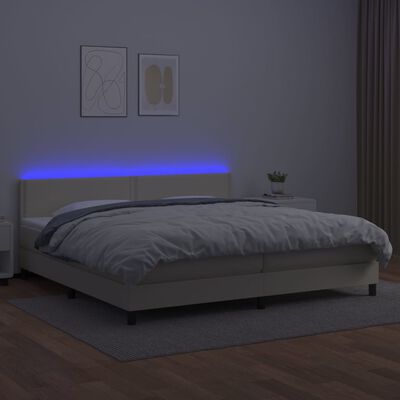 vidaXL Krevet box spring s madracem LED krem 200x200cm od umjetne kože