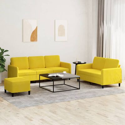 vidaXL 3-dijelni set sofa s žuti baršunast