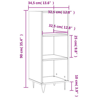 vidaXL Komoda siva boja betona 34,5x32,5x90 cm od konstruiranog drva