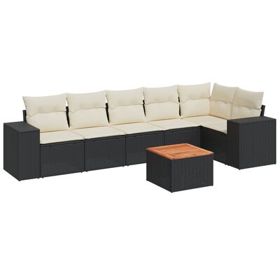 vidaXL 7-dijelni set vrtnih sofa od poliratana s jastucima crni