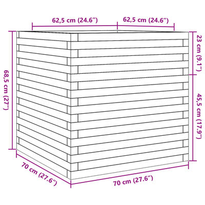 vidaXL Vrtna sadilica 70x70x68,5 cm od impregnirane borovine