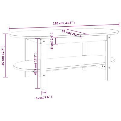 vidaXL Stolić za kavu boja meda 110 x 55 x 45 cm od masivne borovine