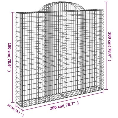 vidaXL Lučne gabionske košare 3 kom 200x50x180/200cm pocinčano željezo