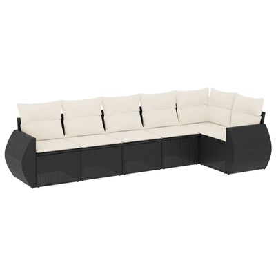 vidaXL 6-dijelni set vrtnih sofa s jastucima crni od poliratana