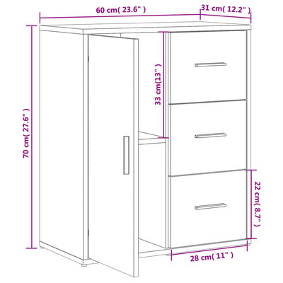 vidaXL Komoda 2 kom siva boja hrasta 60x31x70cm od konstruiranog drva