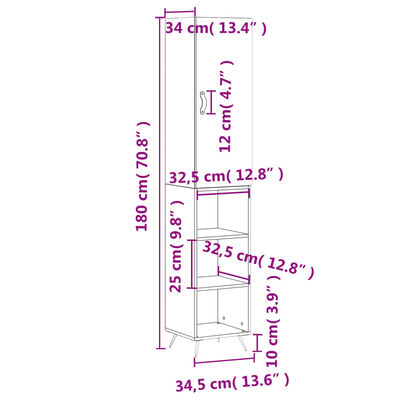 vidaXL Visoka komoda crna 34,5 x 34 x 180 cm od konstruiranog drva