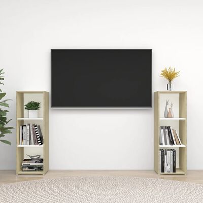 vidaXL TV ormarići 2 kom bijeli i hrast 107x35x37 cm konstruirano drvo