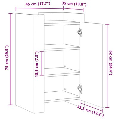 vidaXL Komoda bijela 45x35x75 cm od konstruiranog drva