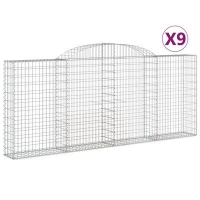 vidaXL Lučne gabionske košare 9 kom 300x30x120/140cm pocinčano željezo