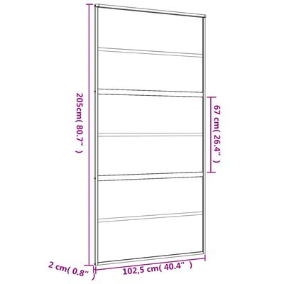 vidaXL Klizna vrata zlatna 102,5x205 cm prozirno staklo ESG i aluminij