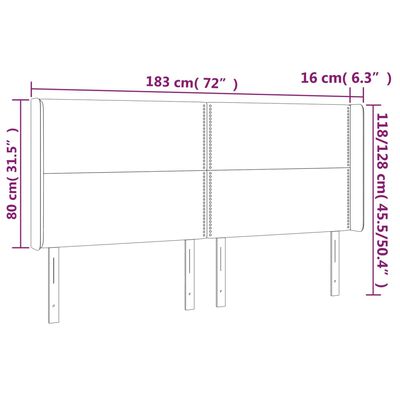 vidaXL LED uzglavlje plavo 183 x 16 x 118/128 cm od tkanine