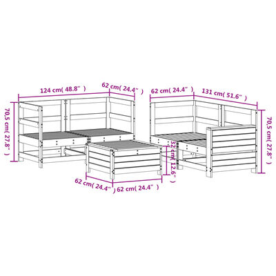 vidaXL 5-dijelni set vrtnih sofa od impregnirane borovine