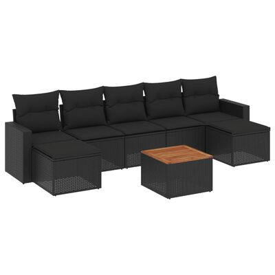 vidaXL 8-dijelni set vrtnih sofa od poliratana s jastucima crni