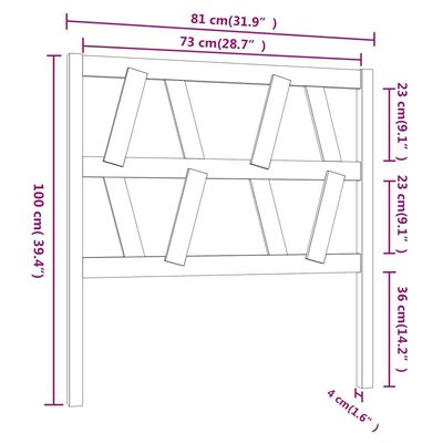 vidaXL Uzglavlje za krevet boja meda 81 x 4 x 100 cm masivna borovina