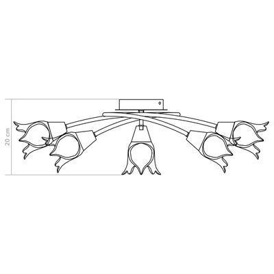 vidaXL Stropna svjetiljka sa staklenim sjenilima za 5 žarulja E14