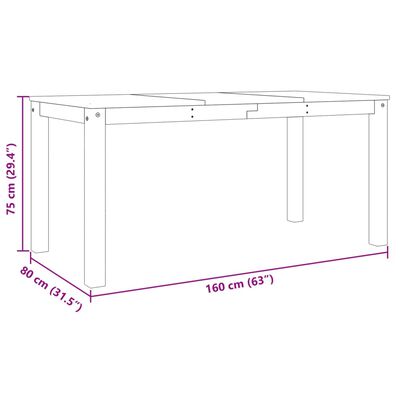 vidaXL Blagovaonski stol Panama sivi 160x80x75 cm od masivne borovine