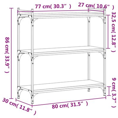 vidaXL Regal za knjige s 3 razine boja hrasta 80 x 30 x 86 cm drveni