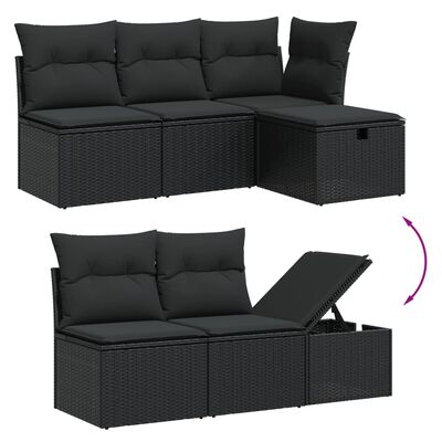 vidaXL 6-dijelni set vrtnih sofa s jastucima crni od poliratana