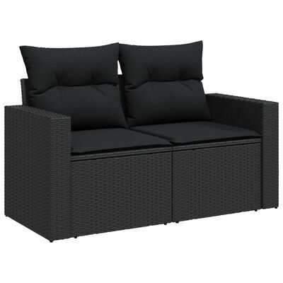 vidaXL 8-dijelni set vrtnih sofa od poliratana s jastucima crni