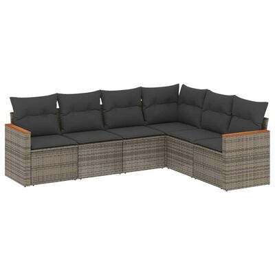 vidaXL 6-dijelni set vrtnih sofa od poliratana s jastucima sivi