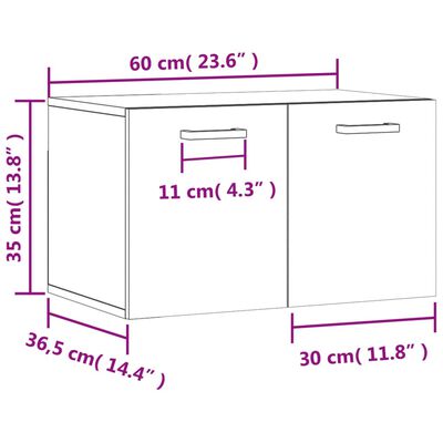 vidaXL Zidni ormarić dimljeni hrast 60x36,5x35 cm konstruirano drvo