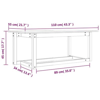 vidaXL Stolić za kavu sivi 110 x 55 x 45 cm od masivne borovine