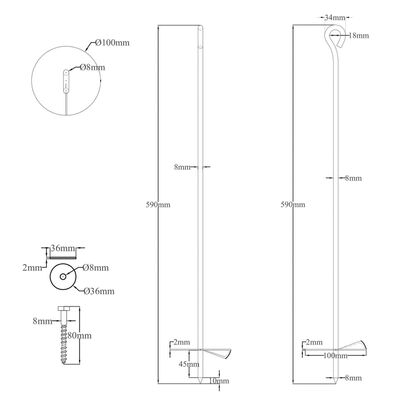 vidaXL Sidra za tlo 4 kom 10 x 60 cm od pocinčanog metala