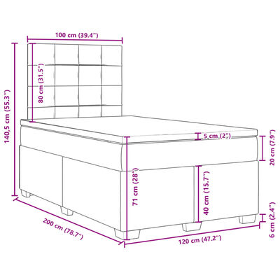 vidaXL Box spring krevet s madracem svjetlosivi 120x200 cm baršunasti