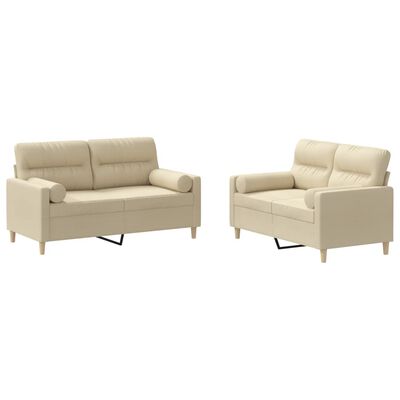 vidaXL 2-dijelni set sofa s jastucima krem od tkanine