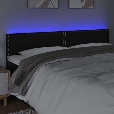 vidaXL LED uzglavlje crno 200 x 5 x 78/88 cm od umjetne kože