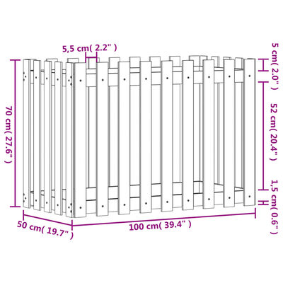 vidaXL Povišena vrtna gredica bijela 100x50x70 cm masivna borovina