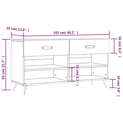 vidaXL Klupa za cipele siva boja betona 102x35x55 cm konstruirano drvo