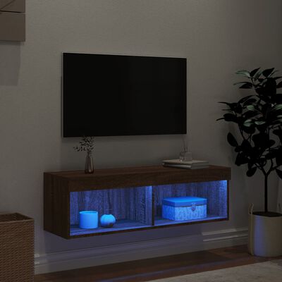 vidaXL TV ormarić s LED svjetlima boja smeđeg hrasta 100x30x30 cm