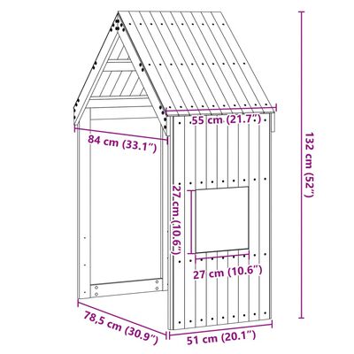 vidaXL Krov za dječji krevet 55 x 84 x 132 cm od masivne borovine