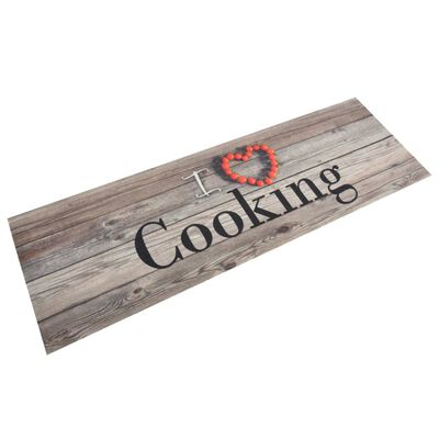 vidaXL Kuhinjski tepih perivi s natpisom Cooking 60x180 cm baršunasti