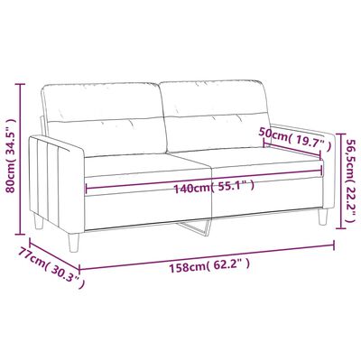 vidaXL Dvosjed od tkanine crvena boja vina 140 cm