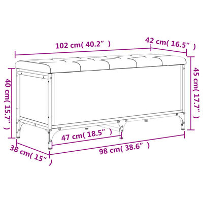 vidaXL Klupa za pohranu boja hrasta 102x42x45 cm od konstruiranog drva