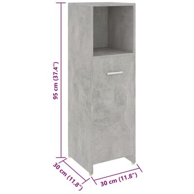 vidaXL 4-dijelni set kupaonskog namještaja siva boja betona
