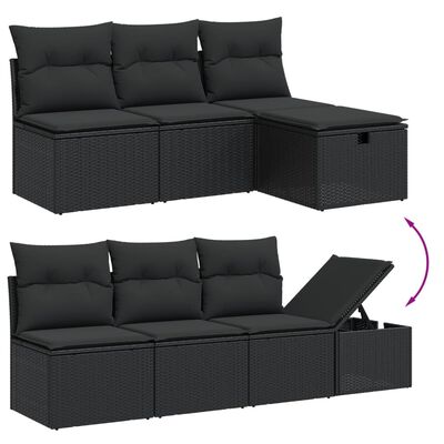 vidaXL 7-dijelni set vrtnih sofa od poliratana s jastucima crni