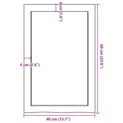 vidaXL Kupaonska radna ploča 40x60x(2-4) cm netretirano masivno drvo