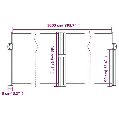 vidaXL Uvlačiva bočna tenda 140 x 1000 cm bijela