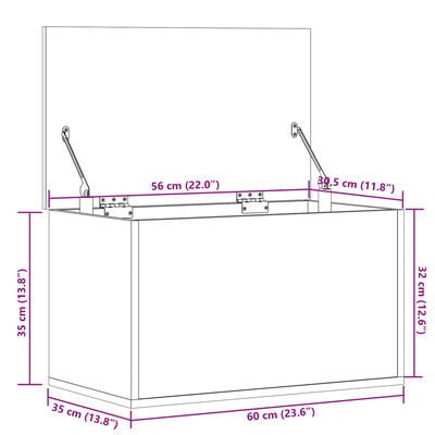 vidaXL Kutija za pohranu crna 60 x 35 x 35 cm od konstruiranog drva