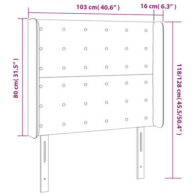 vidaXL LED uzglavlje crno 103x16x118/128 cm od umjetne kože