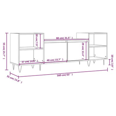 vidaXL TV ormarić boja hrasta sonome 160x35x55 cm konstruirano drvo