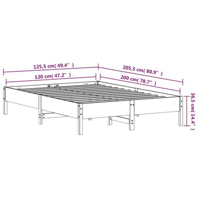 vidaXL Okvir kreveta bez madraca bijeli 120 x 200 cm masivna borovina