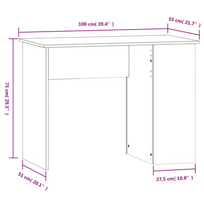 vidaXL Radni stol boja hrasta sonome 100x55x75 cm konstruirano drvo