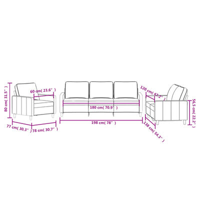 vidaXL 3-dijelni set sofa s jastucima tamnosivi baršunasti